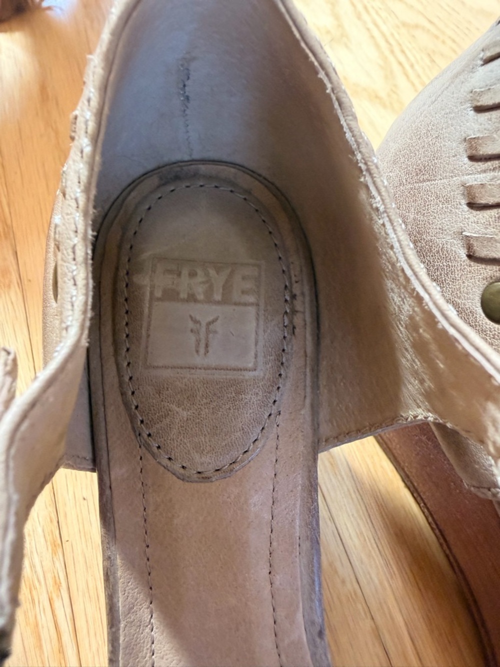 Frye Taupe Suede Wedge Sandals with Ankle Strap - Picture 4 of 7